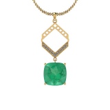 3.12 Ctw Emerald And Diamond I2/I3 14K White Gold Vintage Style Pendant