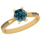 0.57 Ctw I2/I3 Treated Fancy Blue And White Diamond 14K Yellow Gold Ring