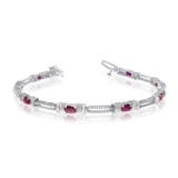 Certified 10k White Gold Natural Ruby And Diamond Tennis Bracelet 1.6 CTW