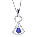 Certified 14k White Gold Sapphire and .16 ct Diamond Pendant