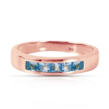 14K Solid Rose Gold Rings with Natural Blue Topaz