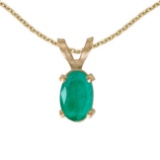 Certified 14k Yellow Gold Oval Emerald Pendant 0.31 CTW