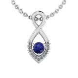 0.62 Ctw VS/SI1 Blue Sapphire And Diamond 14K White Gold Pendant