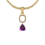 Certified 7.75 Ctw I2/I3 Amethyst And Diamond 14K Yellow Gold Pendant