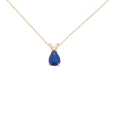 Certified 14k Yellow Gold Pear Shaped Sapphire Pendant and Gift Box