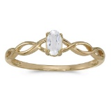 Certified 10k Yellow Gold Oval White Topaz Ring