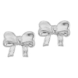 Certified 14K White Gold Baby Bow Screwback Earrings