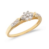 Certified 10K Yellow Gold Diamond Cluster Ring