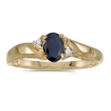 Certified 14k Yellow Gold Oval Sapphire And Diamond Ring