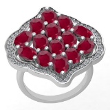 5.26 Ctw VS/SI1 Ruby And Diamond 14K White Gold Vintage Style Ring