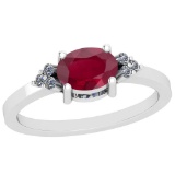 Certified 0.53 Ctw VS/SI1 Ruby And Diamond 14K White Gold Vintage Style Ring