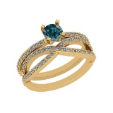 1.10 Ctw I2/I3 Treated Fancy Blue And White Diamond 14K Yellow Gold Engagement Ring