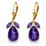 13 Carat 14K Solid Gold Leverback Earrings Natural Amethyst