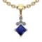 1.39 Ctw Blue Sapphire And Diamond I2/I3 14K Yellow Gold Pendant