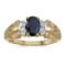 Certified 10k Yellow Gold Oval Sapphire And Diamond Ring 0.81 CTW
