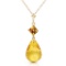 5.5 CTW 14K Solid Gold Admit One Citrine Necklace