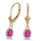 Certified 14k Yellow Gold Oval Pink Topaz And Diamond Leverback Earrings