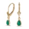 Certified 14k Yellow Gold Pear Emerald Bezel Lever-back Earrings