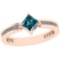 0.88 Ctw I2/I3 Treated Fancy Blue And White Diamond Platinum 14K Rose Gold Plated Ring