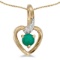 Certified 14k Yellow Gold Round Emerald And Diamond Heart Pendant