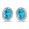 Certified 14k Yellow Gold Oval Blue Topaz And Diamond Earrings 0.82 CTW