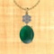 17.16 Ctw VS/SI1 Emerald And Diamond 14K Yellow Gold Pendant