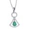 Certified 14k White Gold Emerald and .16 ct Diamond Pendant