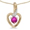 Certified 14k Yellow Gold Round Pink Topaz And Diamond Heart Pendant