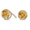 Certified 14k Yellow Gold Round Citrine Bezel Stud Earrings