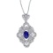 Certified 14k White Gold Sapphire and .08 ct Diamond Pendant