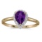 Certified 14k Yellow Gold Pear Amethyst And Diamond Ring