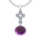 Certified 4.03 Ctw I2/I3 Amethyst And Diamond 14K White Gold Pendant