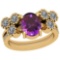 2.44 Ctw Amethyst And Diamond I2/I3 10K Yellow Gold Vintage Style Ring