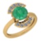 2.35 Ctw VS/SI1 Emerald And Diamond Platinum 14K Yellow Gold Plated Ring