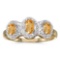 Certified 10k Yellow Gold Oval Citrine And Diamond Three Stone Ring