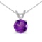 Certified 14k White Gold 6mm Round Amethyst Stud Pendant (.65 ct)