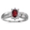 Certified 14k White Gold Oval Garnet And Diamond Ring