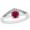 Certified 0.71 Ctw VS/SI1 Ruby And Diamond 14K White Gold Vintage Style Ring