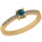 0.34 Ctw Treated Fancy Blue And White Diamond I1/I2 14K Yellow Gold Vintage Ring