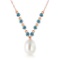 14K Solid Rose Gold Necklace with Natural Blue Topaz & pearl