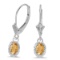 Certified 14k White Gold Oval Citrine And Diamond Leverback Earrings