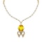 22.75 Ctw SI2/I1 Lemon Topaz And Diamond 14k Yellow Gold Victorian Style Necklace