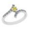 0.60 Ctw I2/I3 Treated Fancy Yellow And White Diamond 14K White Gold Bypass Bridal Wedding Ring