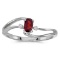 Certified 10k White Gold Oval Garnet And Diamond Wave Ring 0.24 CTW