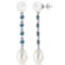11 CTW 14K Solid Gold One Life Blue Topaz pearl Earrings