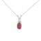 Certified 14K White Gold Oval Ruby Pendant with Diamonds