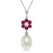 4.53 Carat 14K Solid White Gold Necklace Natural pearl, Ruby Diamond