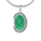4.23 Ctw Emerald And Diamond I2/I3 14K White Gold Victorian Pendant