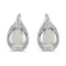 Certified 14k White Gold Oval Opal And Diamond Earrings 0.38 CTW