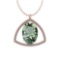 Certified 19.96 Ctw Green Amethyst And Diamond I1/I2 10K Rose Gold Pendant